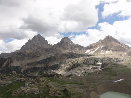 The view from Hurricane Pass down into the end of the South fork of Cascade Canyon.